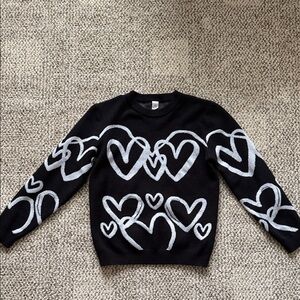 SHEIN Black Sweater with White Heart Design